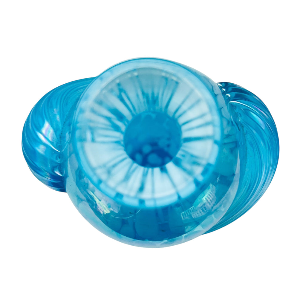 Vintage Blue Glass Iridescent Perfume Bottle Swirls w/ Glass Stopper