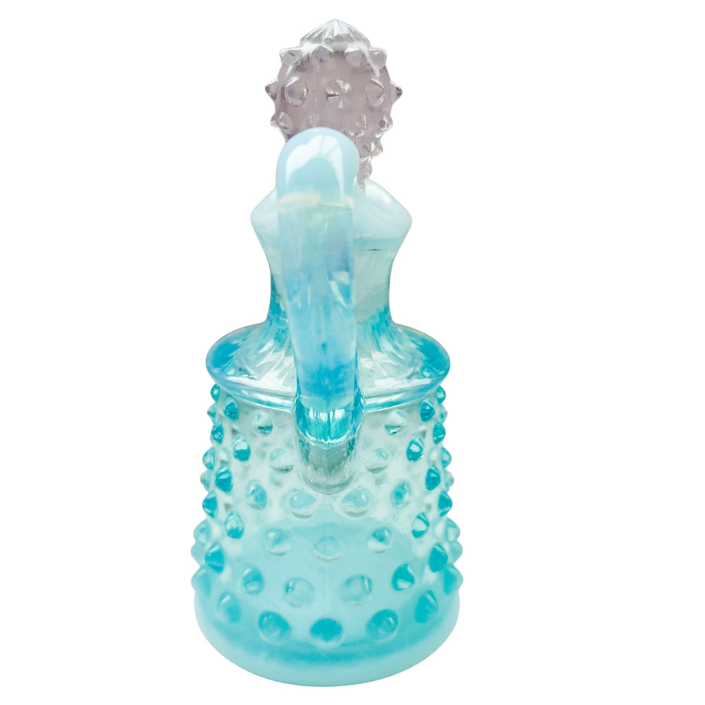 Vintage Fenton Art Glass Blue Opalescent Hobnail Cruet Bottle w/Stopper