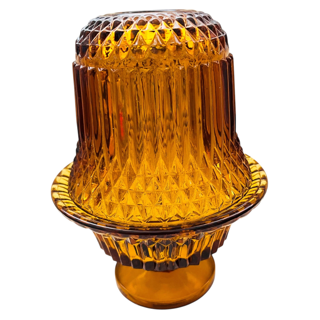 Vintage Indiana Glass Amber Tea Light Holder Fairy Lamp