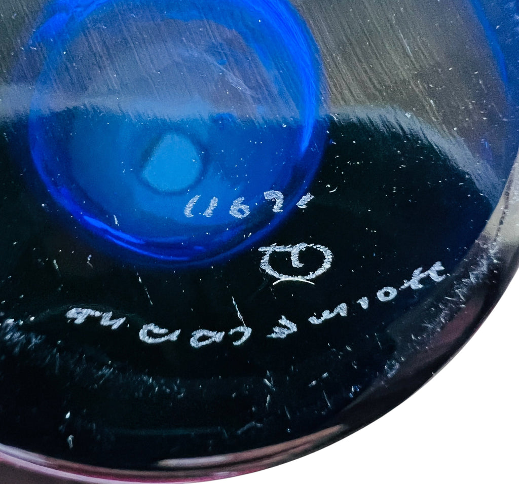 Vintage Holmegaard Per Lutken Cobalt Blue Cylinder Glass Vase