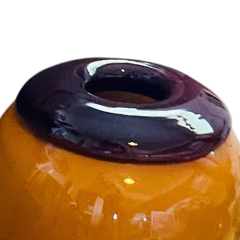 Vintage Amber Glass with Plum Rim Vase
