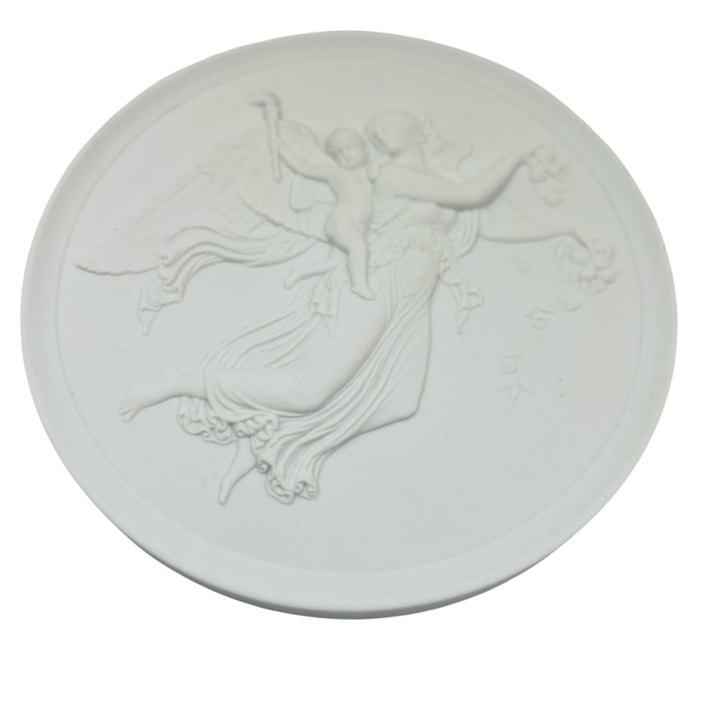 Royal Copenhagen White Round Porcelain Relief Plaque Medallion