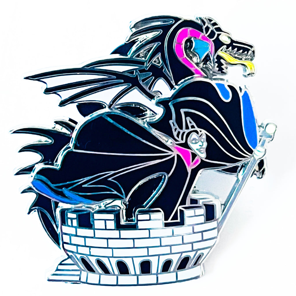 Disney Sleeping Beauty Maleficent and Dragon on Castle Tower 3D Pin
