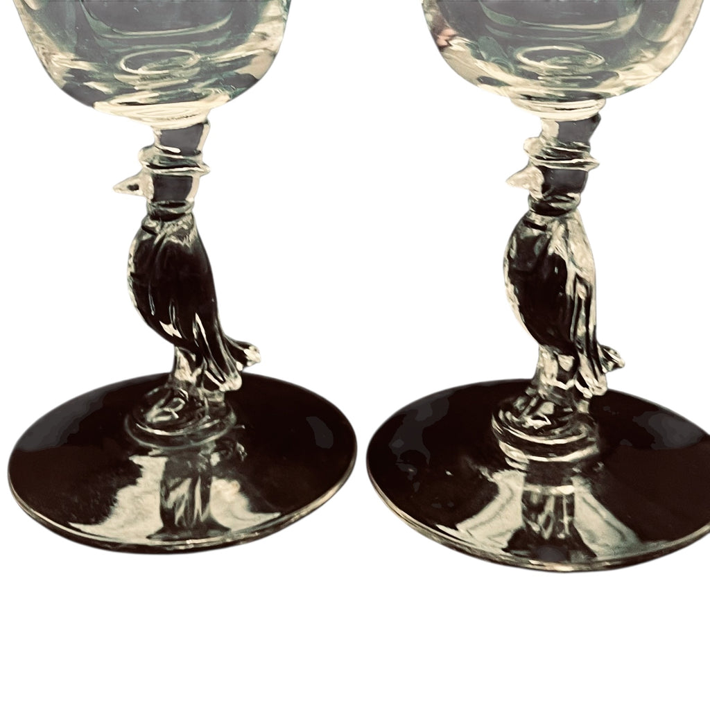 Libbey Cocktail Glasses Top Hat Tuxedo Old Crow Stem Set Of 2