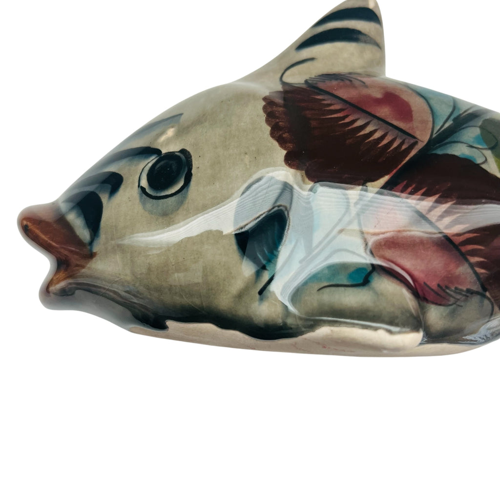 Tonala Mexico Hand Painted and Glazed Pottery Fish Figurine