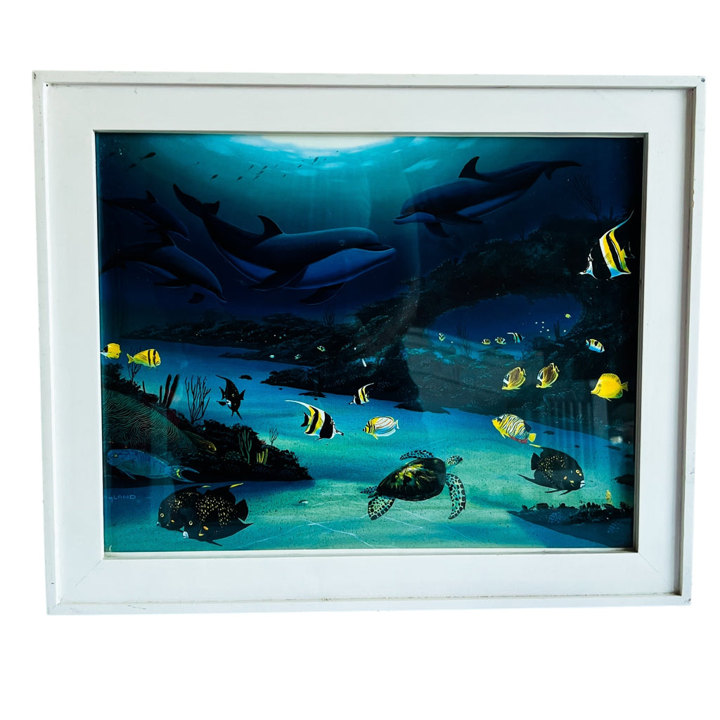 Vintage Robert Wyland Glass Framed Wall Art Print