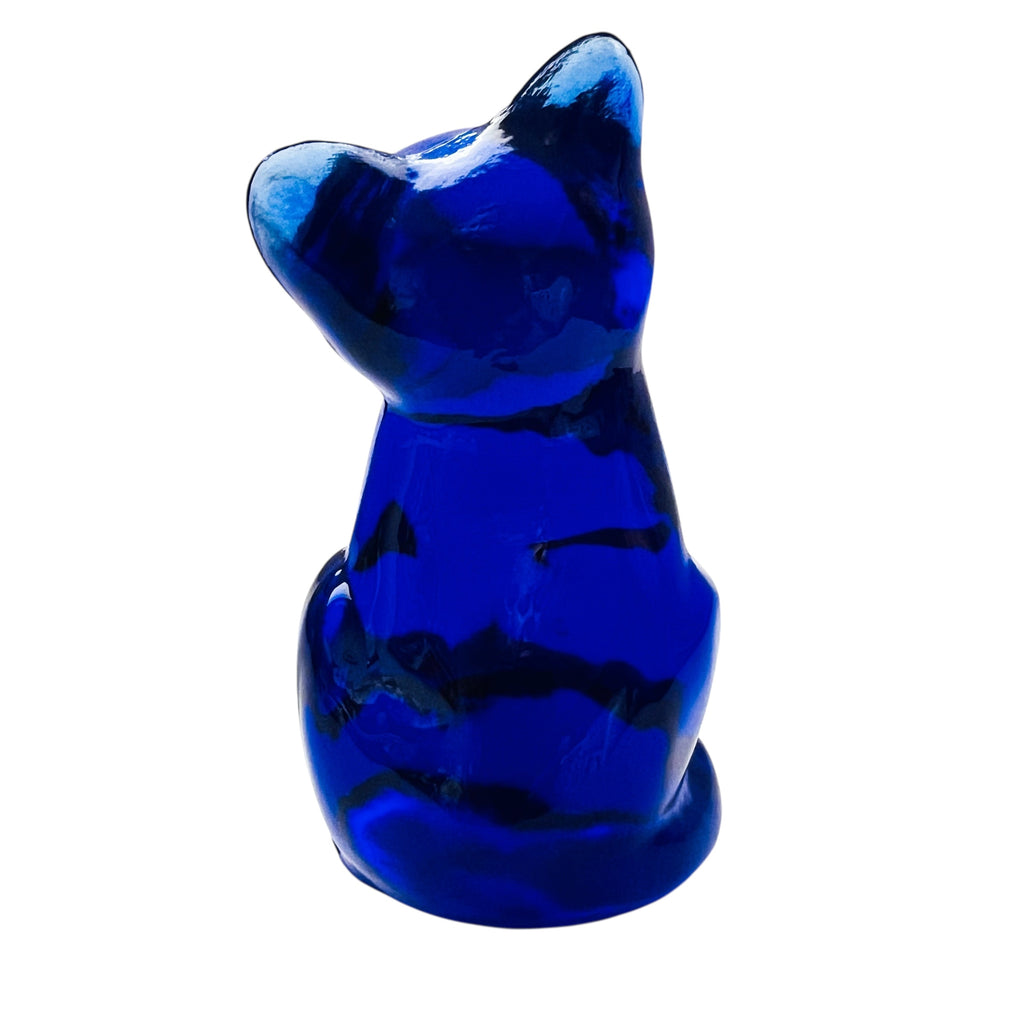 Vintage Fenton Cobalt Blue Glass Cat Figurine