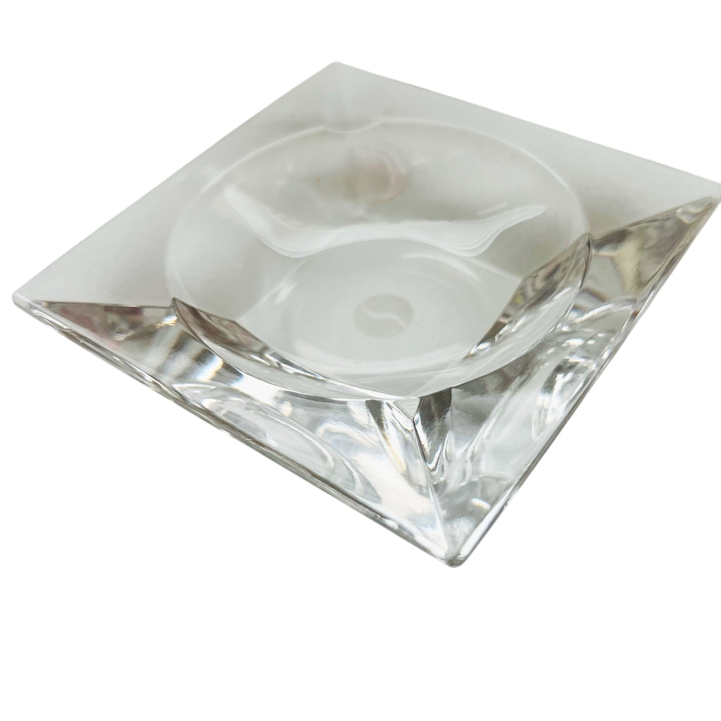 Vintage Retro MCM Mid Century Modern Minimal Clear Glass Square Ashtray