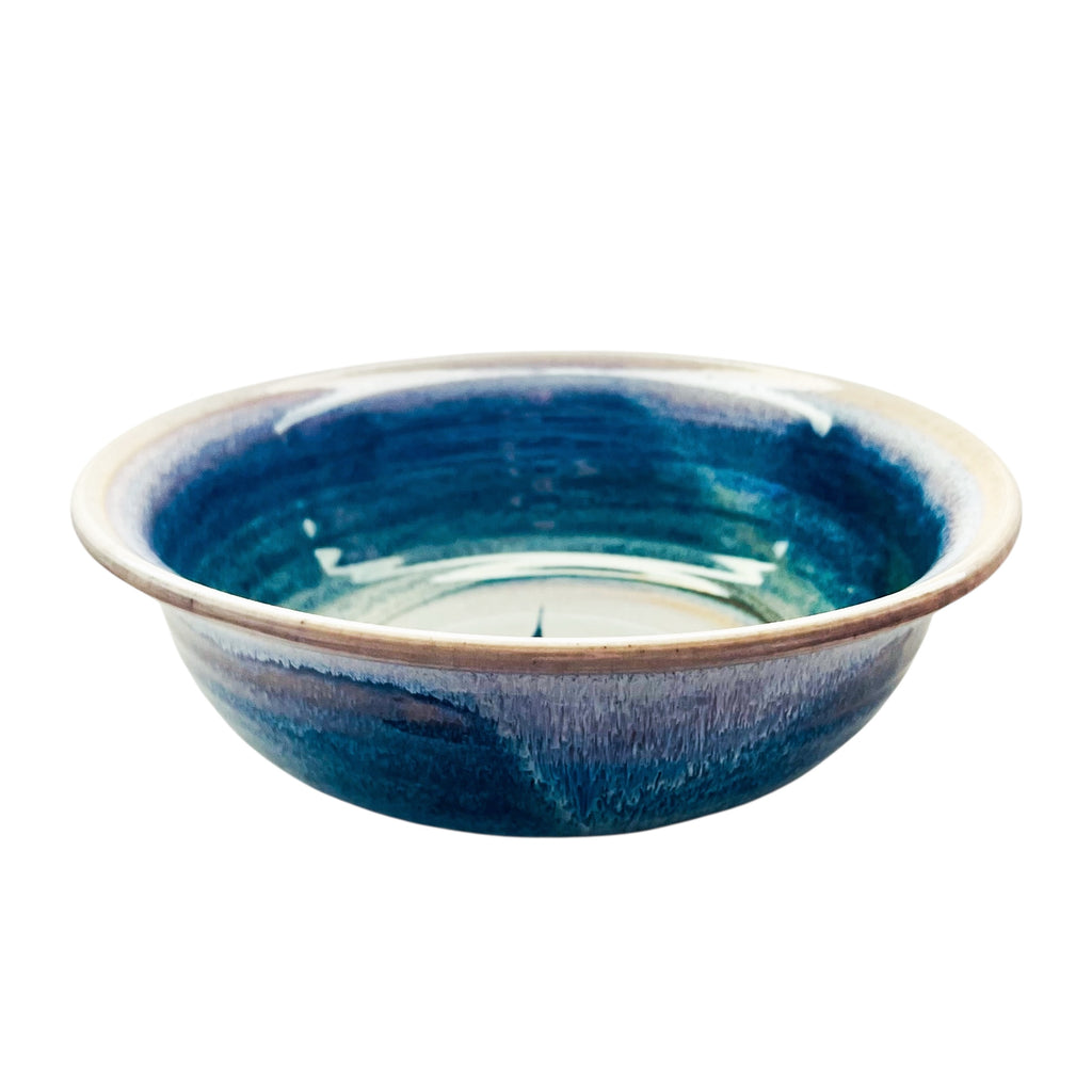 Artist Signed Handmade Purple Blue Hemp Leaf Design Serving Bowl