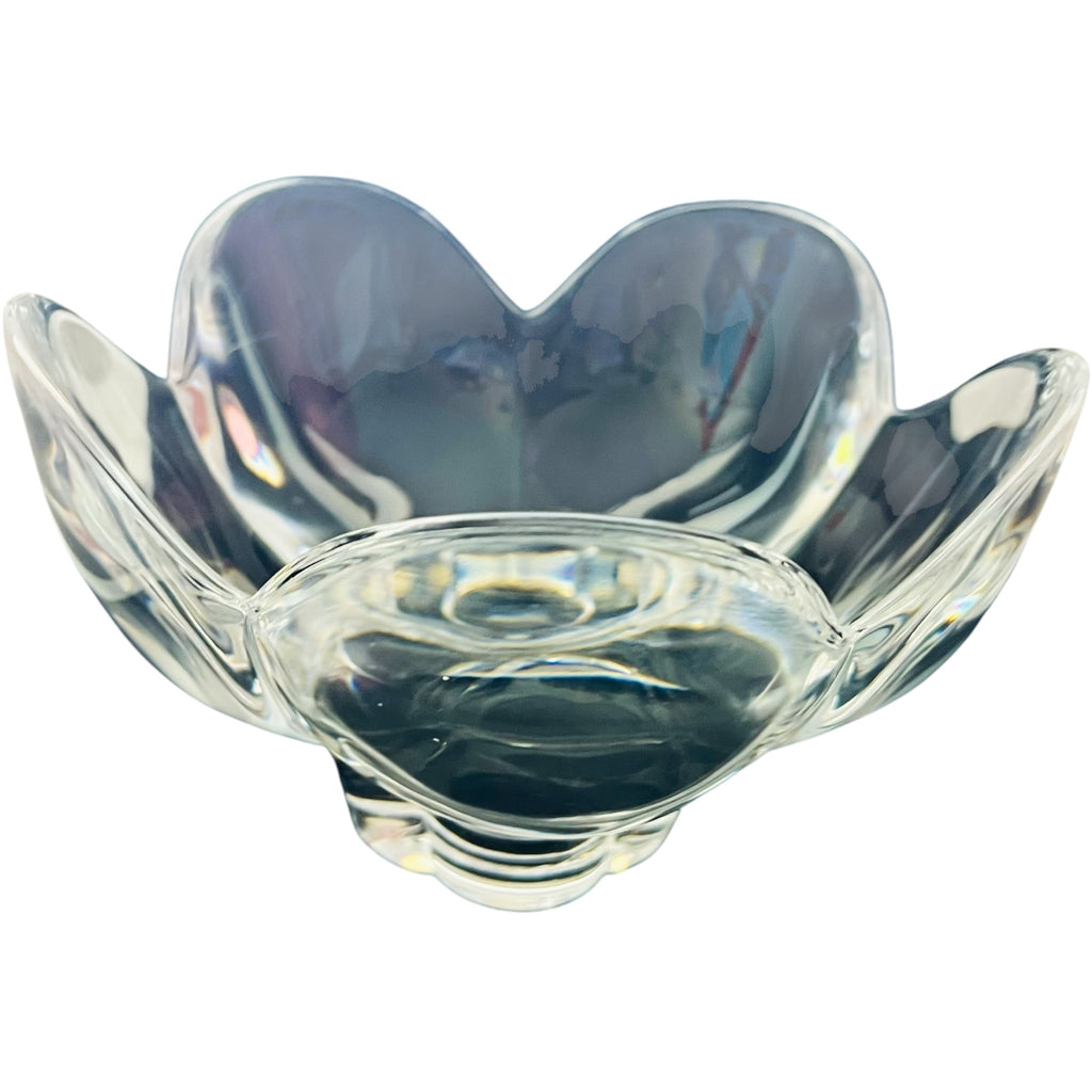 Vintage Orrefors Clear Crystal Lotus Flower Footed Dish Bowl