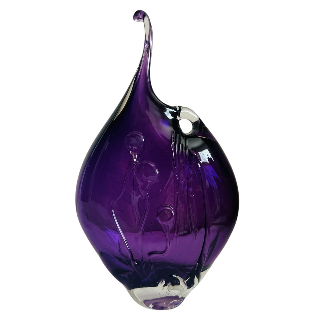 Vintage Loren Chapman Purple Art Glass Signed Bud Vase