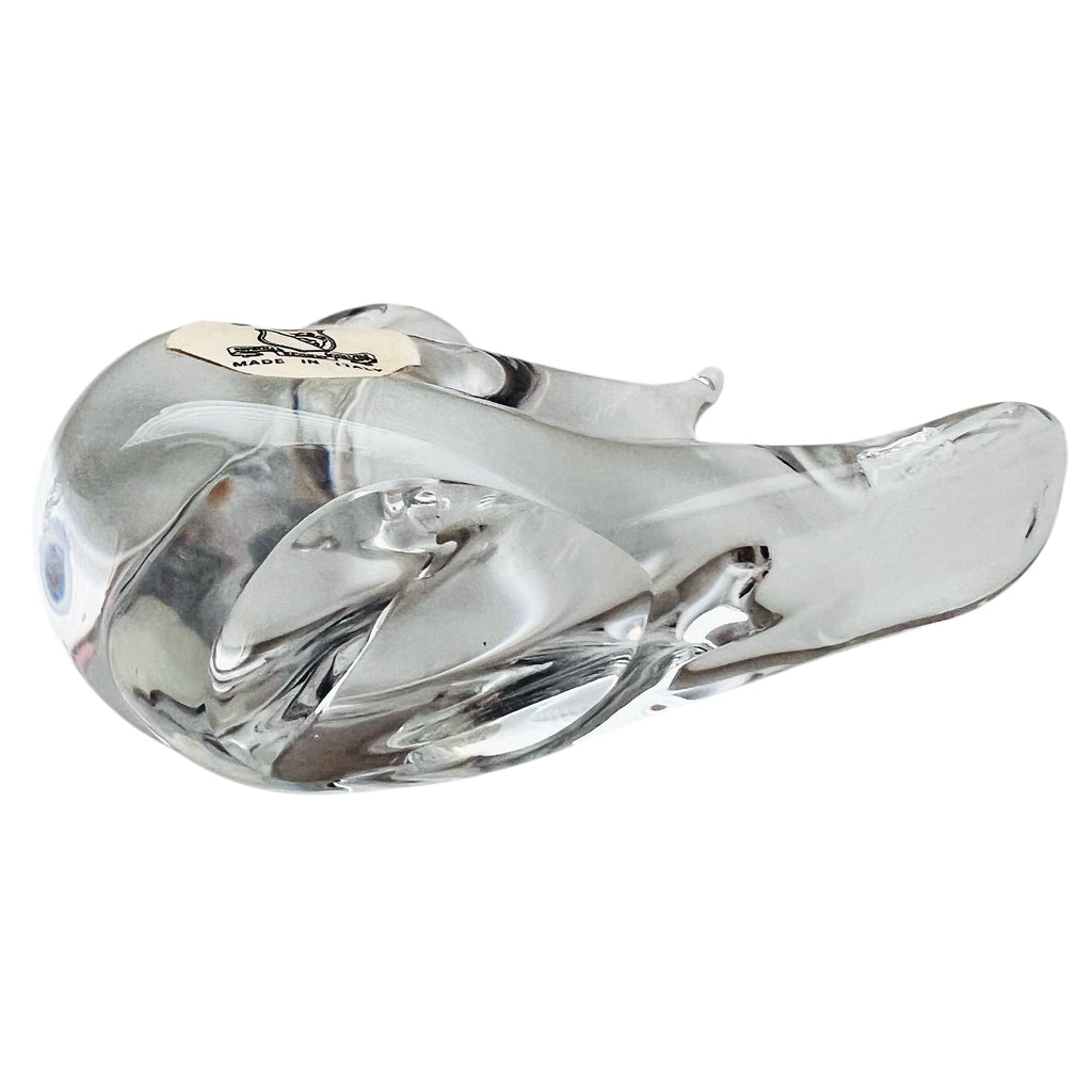 Vintage Bullocks Italy Clear Glass Duck Paperweight