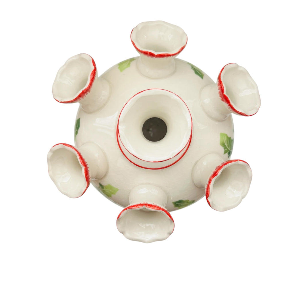 Vintage Andrea by Sadek Williamsburg Holly Berry Christmas Seven Tulip Vase