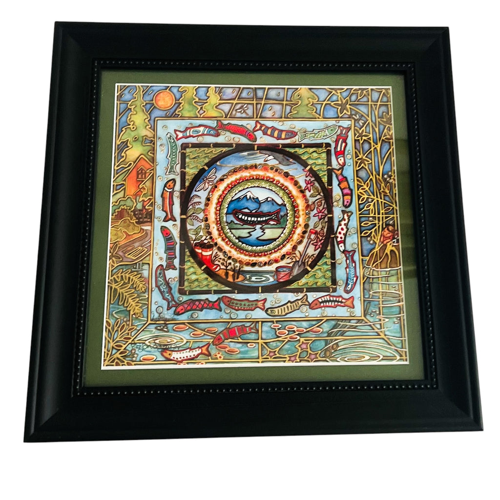 Artist Signed Kristi Bridgeman Dream Fish Mandala Framed Art