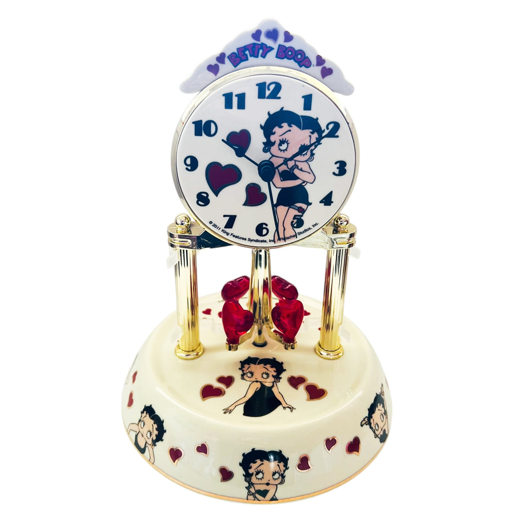Betty Boop Anniversary Clock Vintage Porcelain With Glass Dome