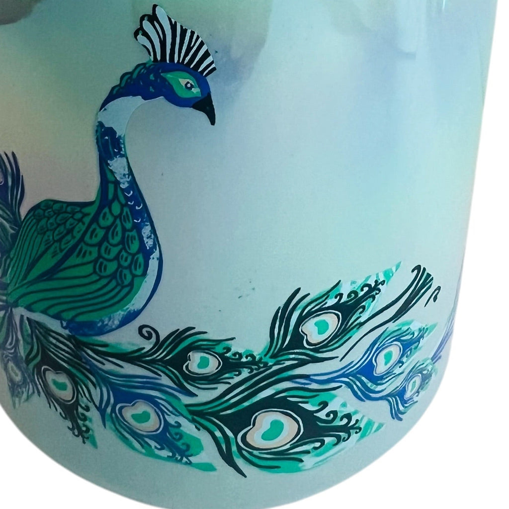 Starbucks Christmas Holiday Iridescent Peacock Ceramic Cup with Lid