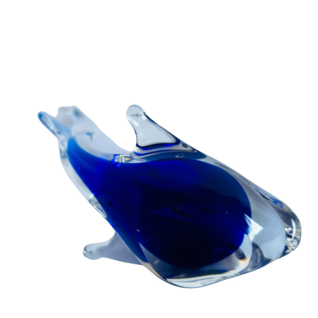 Vintage Handblown Art Glass Cobalt Blue Fish