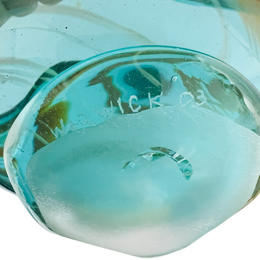 Studio Art Glass Striped Glass Ruffled Signed Bowl