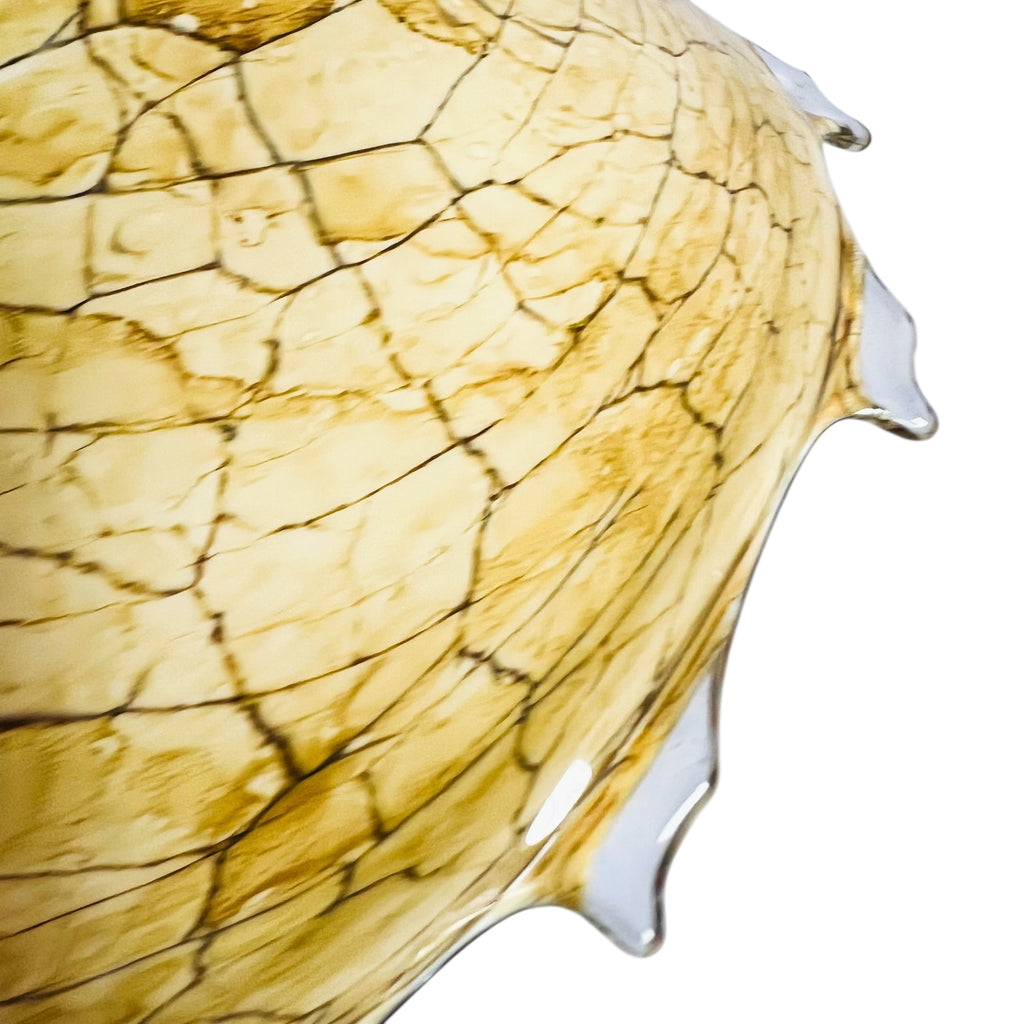 Vintage Hand Blown Art Glass Sea Shell Conch Centerpiece Bowl