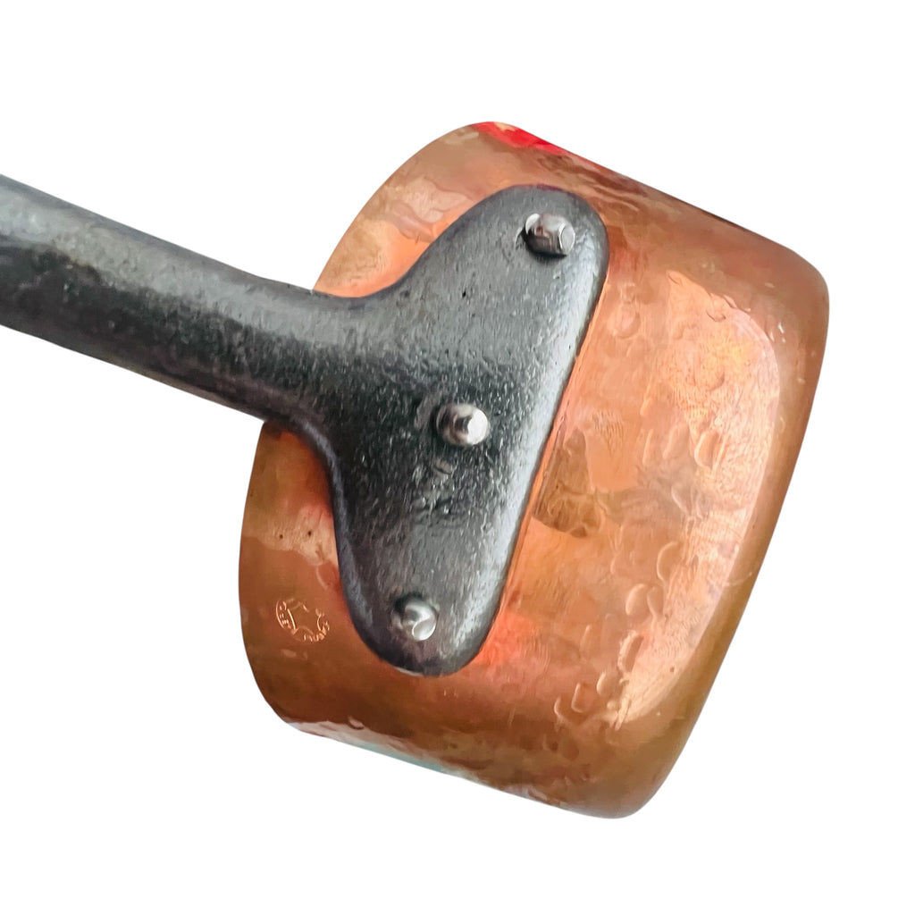 Vintage Fabrication Francaise Heavy French Copper Pot with Long Handle