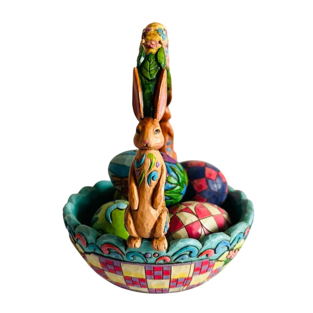 Vintage Jim Shore Heartwood Creek Hunting Eggs Finding Joy Basket