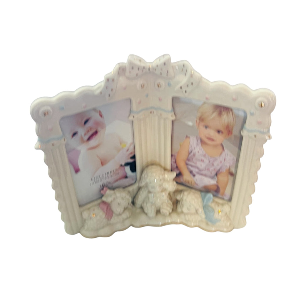 Lenox Lazy Lambs Ceramic Frame with Gold and Pastel Accents