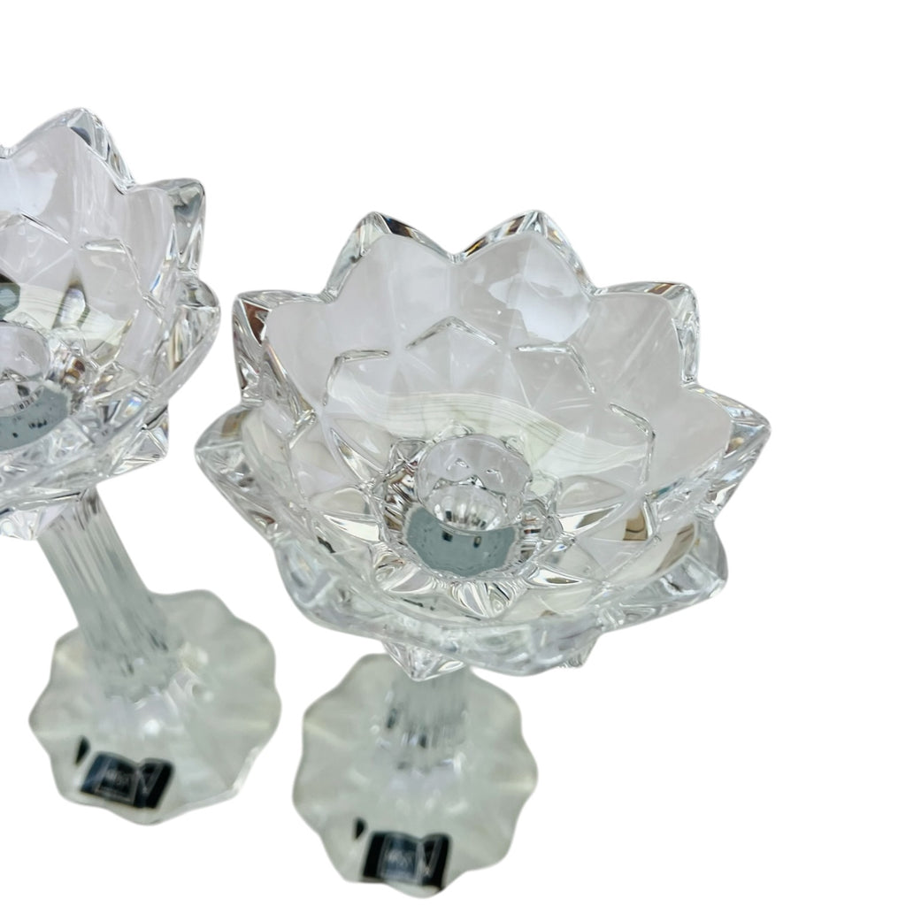 Mikasa Clear Crystal Royal Crown Candle Slovenia Holders -Pair