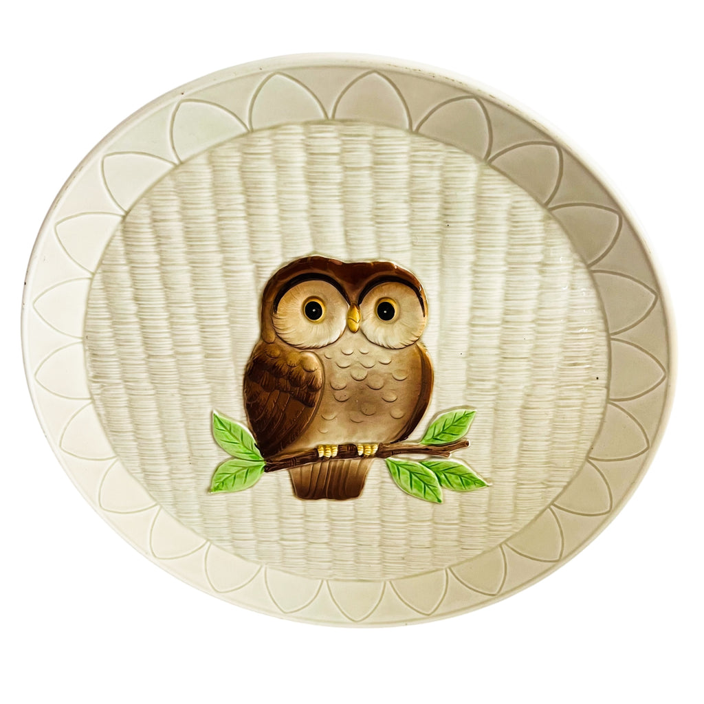 Vintage 1982 Otagiri Japan Stoneware Hand Painted Owl Plate