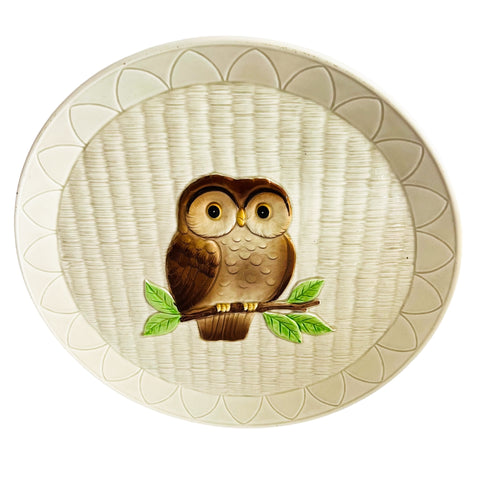 Vintage 1982 Otagiri Japan Stoneware Hand Painted Owl Plate