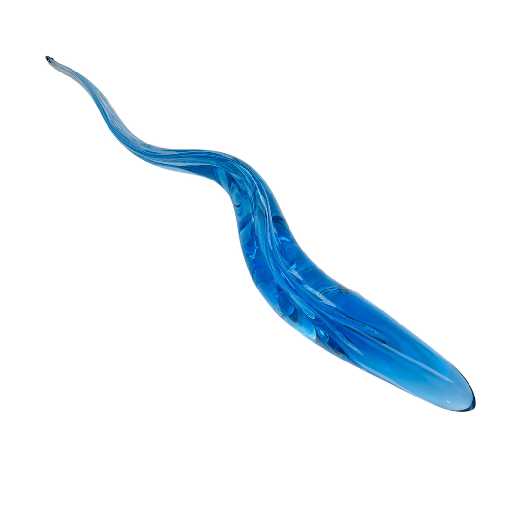 Vintage Art Glass Blue Eel Sculpture