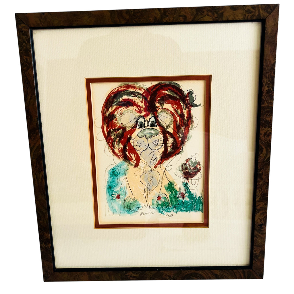 Artist Signed Abstract Dog Framed Art