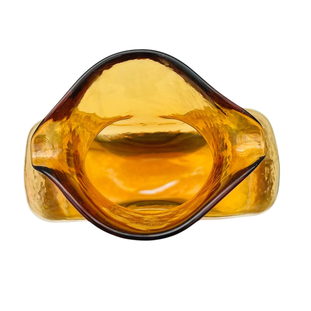 Vintage Blenko Amber Yellow Glass Double Spout Water Bottle Carafe Pitcher Vase