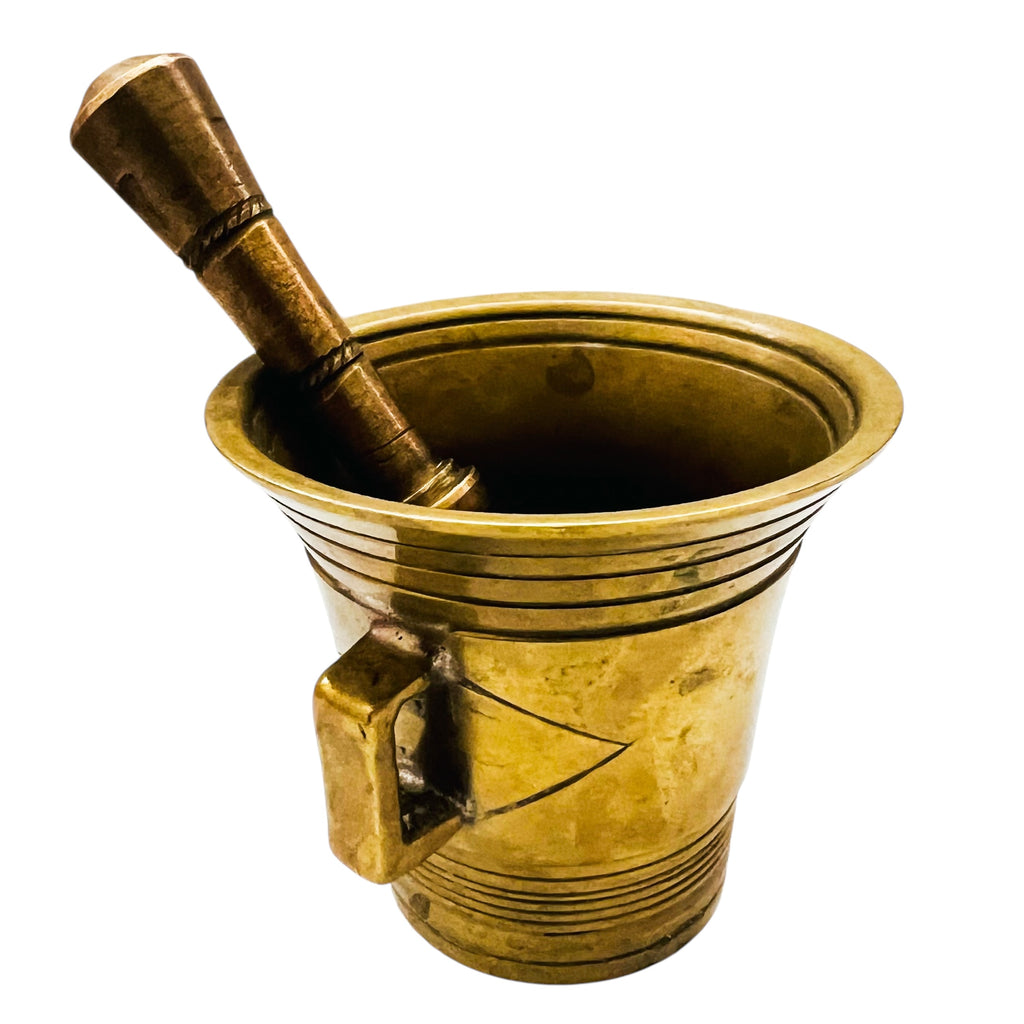 Vintage Brass Mortar and Pestle Double Handles Bowl Set