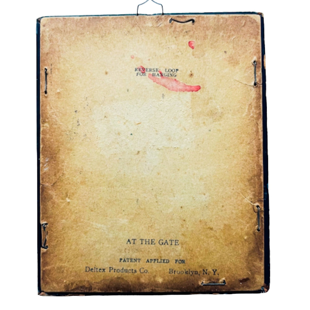 Vintage At The Gate Silhouette Deltex Products Company Reverse Painting Glass Framed