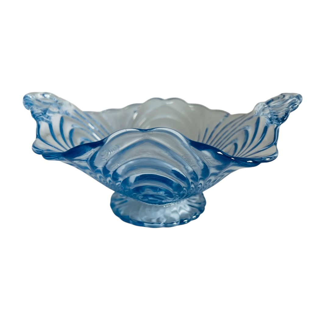 Vintage Cambridge Glass Caprice Moonlight Blue Pedestal Bowl with Handles
