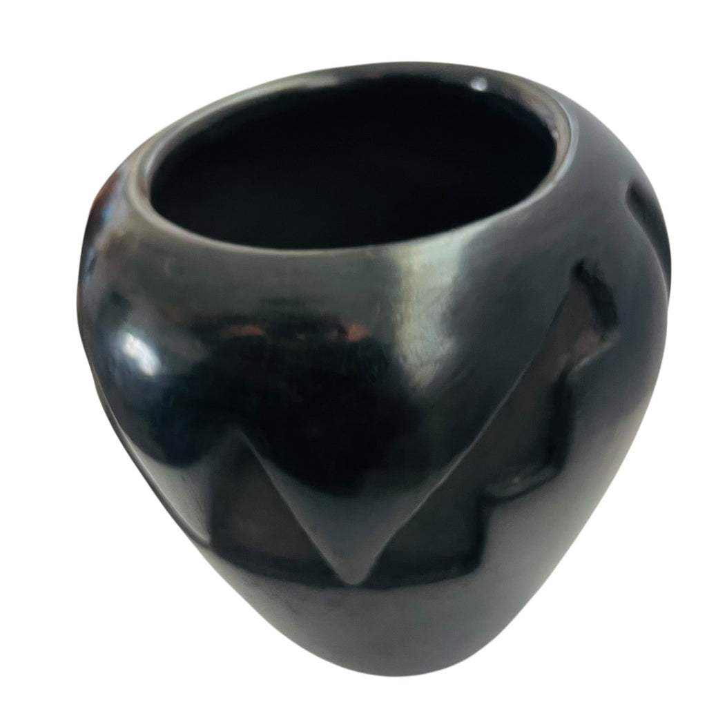 Santa Clara Pueblo Pottery Carved Black Jar Signed
