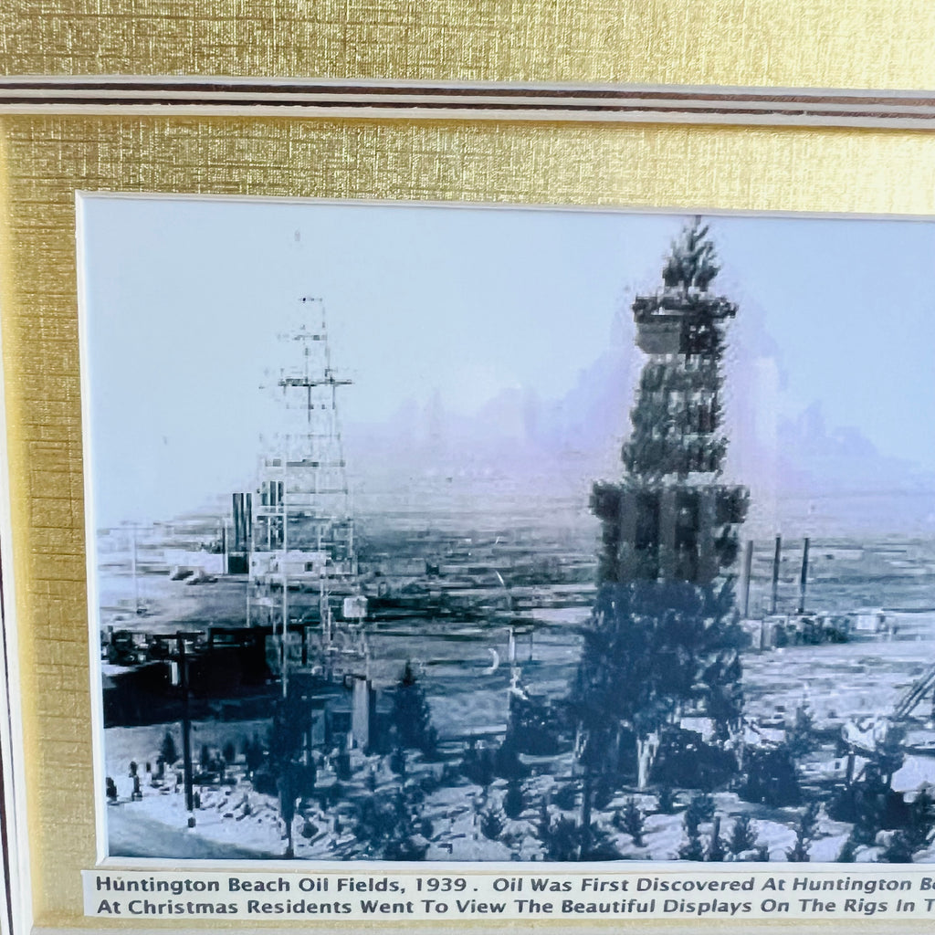 Huntington Beach PCH Oil Fields 1920’s RPPC Photograph Black & White Framed