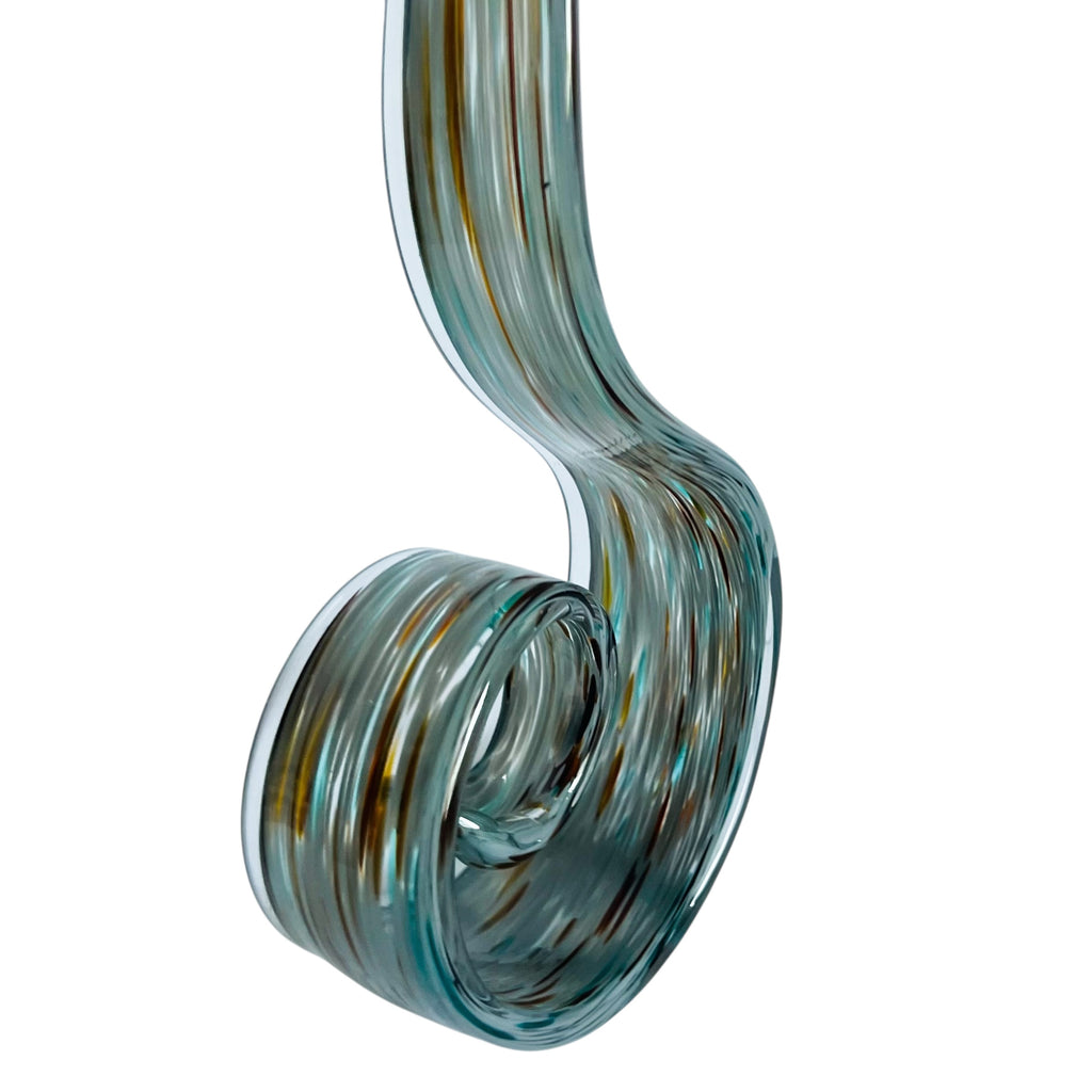 Art Glass Abstract Aqua Swirl Ribbon Sculpture
