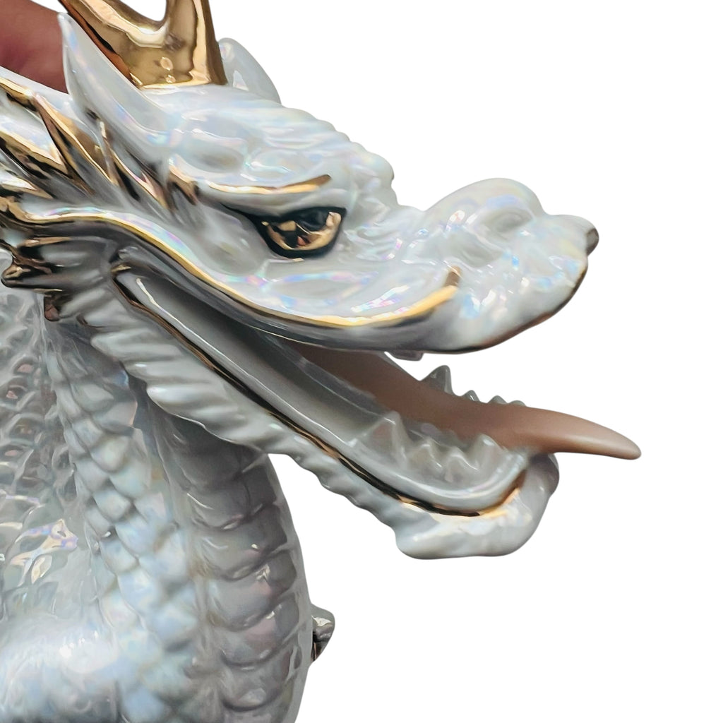 Vintage Yoshimi K Porcelain Double Horned Foo Dragon Figurine Japan