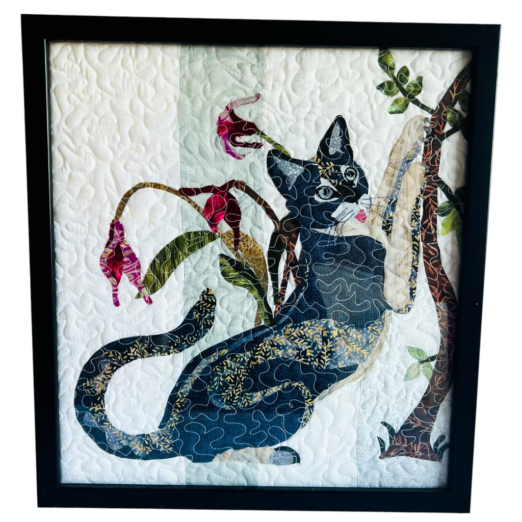 Vintage Cat Quilt Custom Framed Wall Art