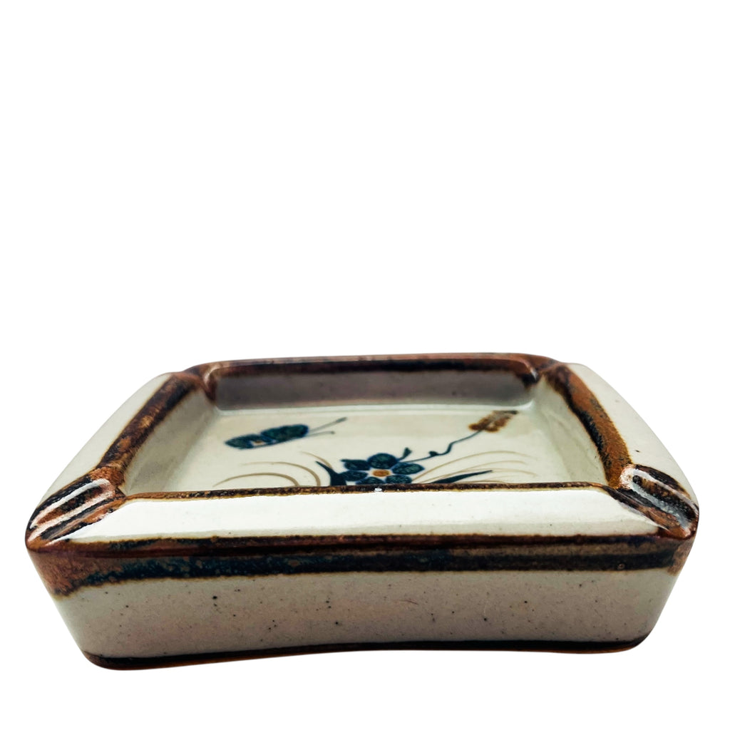 Vintage Xochiquetzal of Mexico Ashtray Glazed Floral Design Signed by Artist