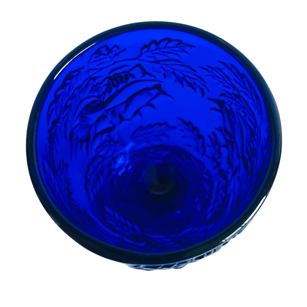 Madonna Inn Wild Rose Cobalt Blue Goblet Drinking Glass