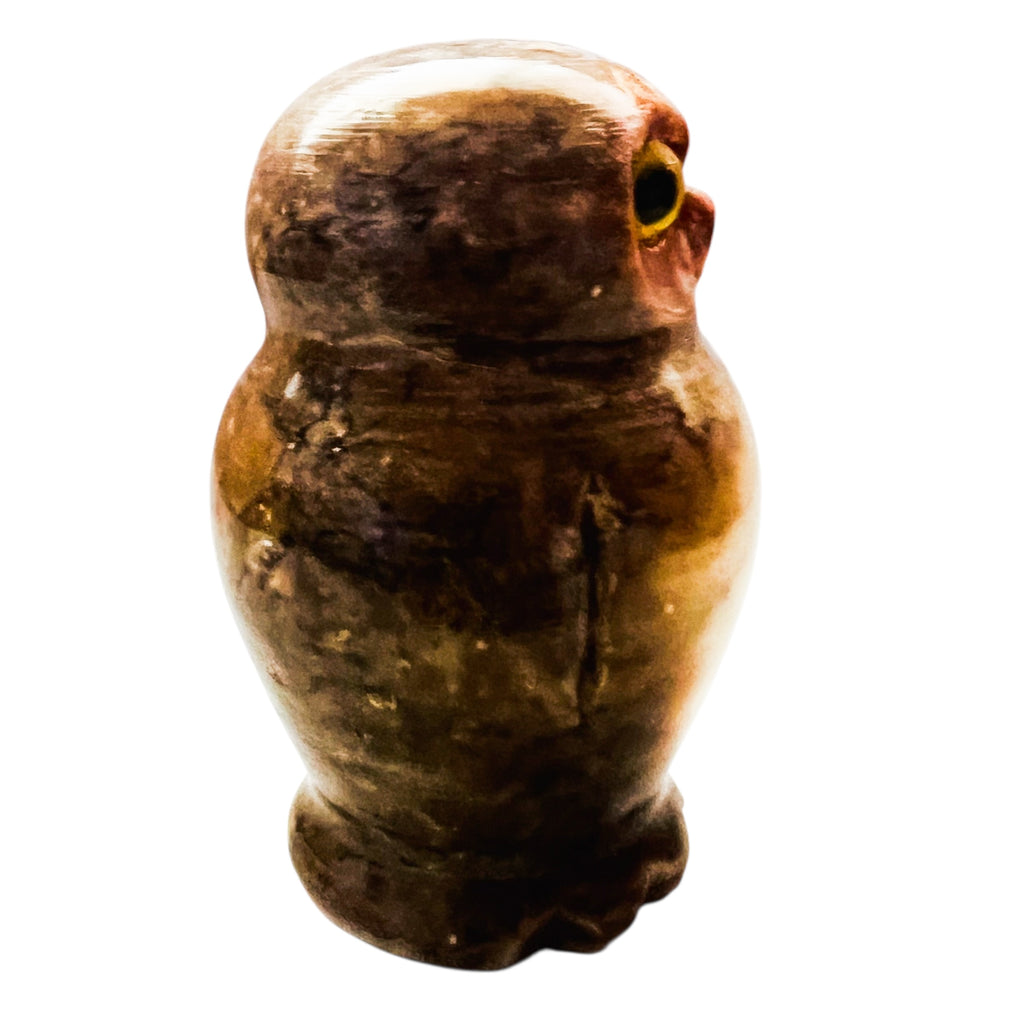 Vintage Italian Alabaster Stone Hand Carved Owl Figurine Paperweight