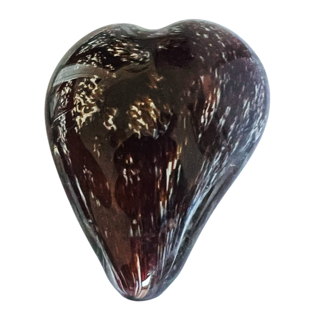Vintage Heart Shape Art Glass Paperweight