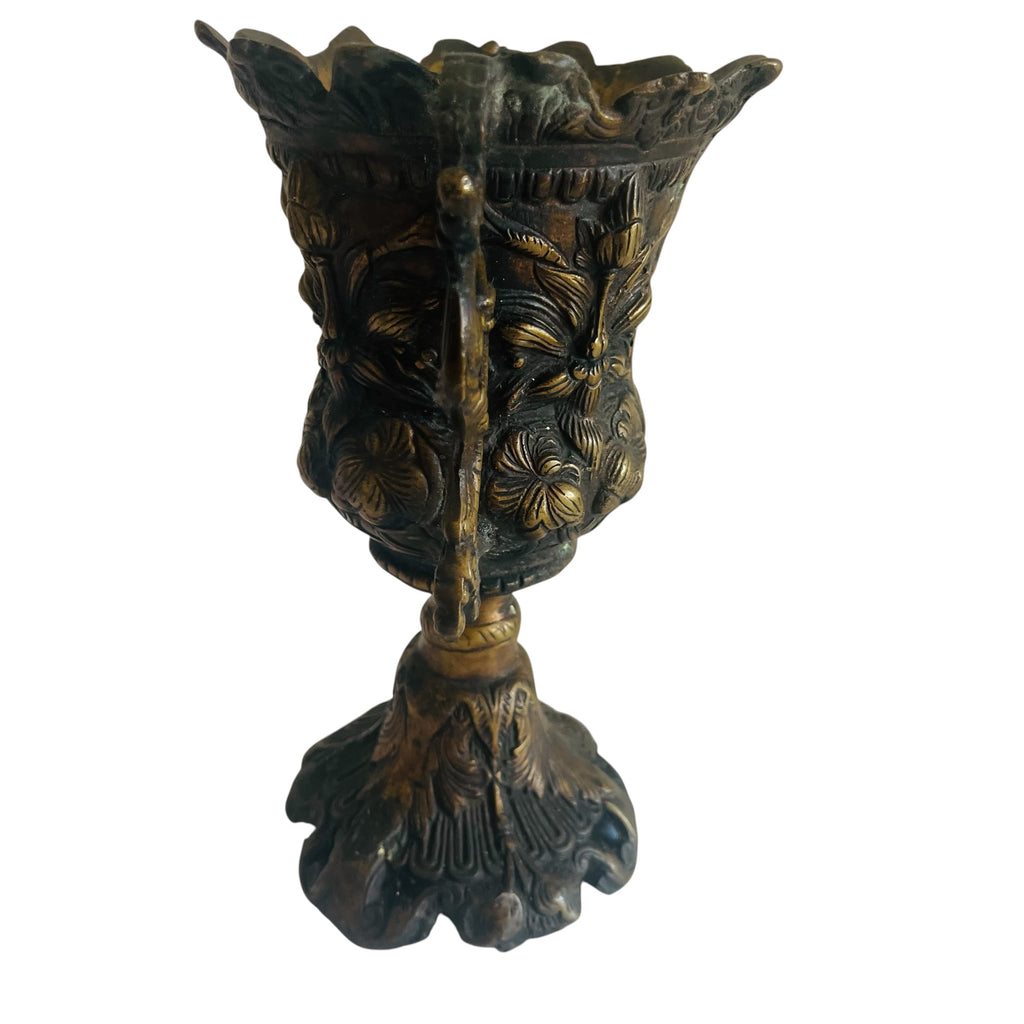 Antique Ornate Patina Double Handled Vase
