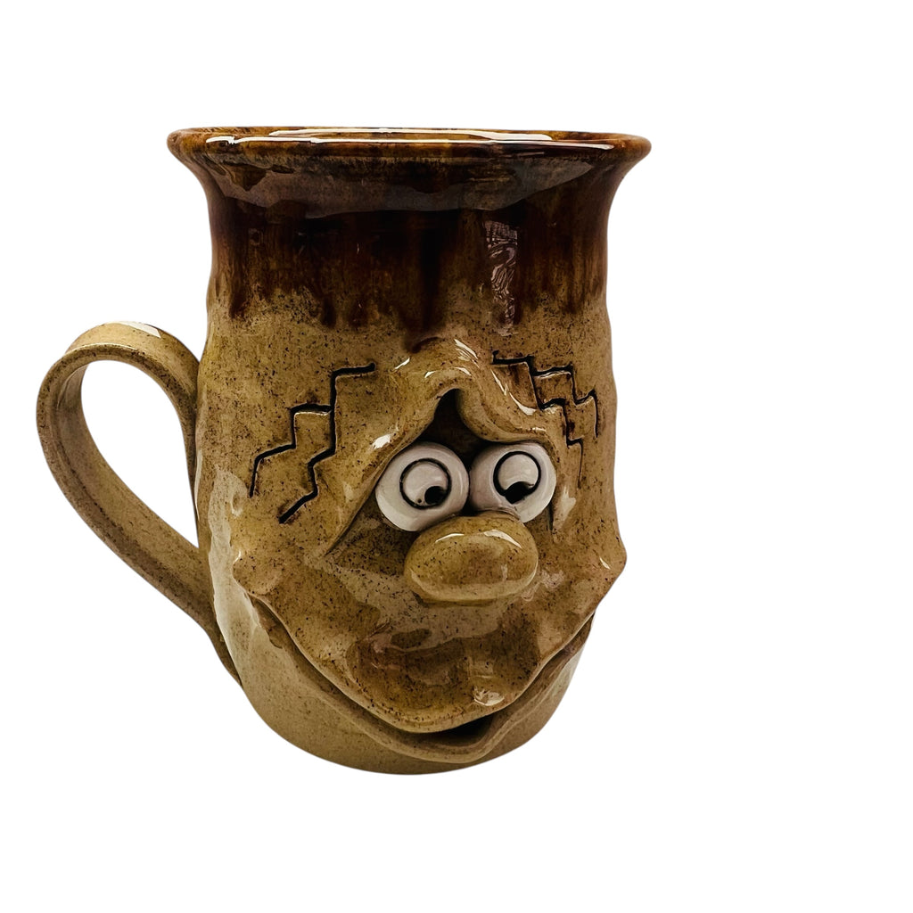 Vintage Pretty Ugly Pottery Whimsical Funny Face Mug Made in Wales