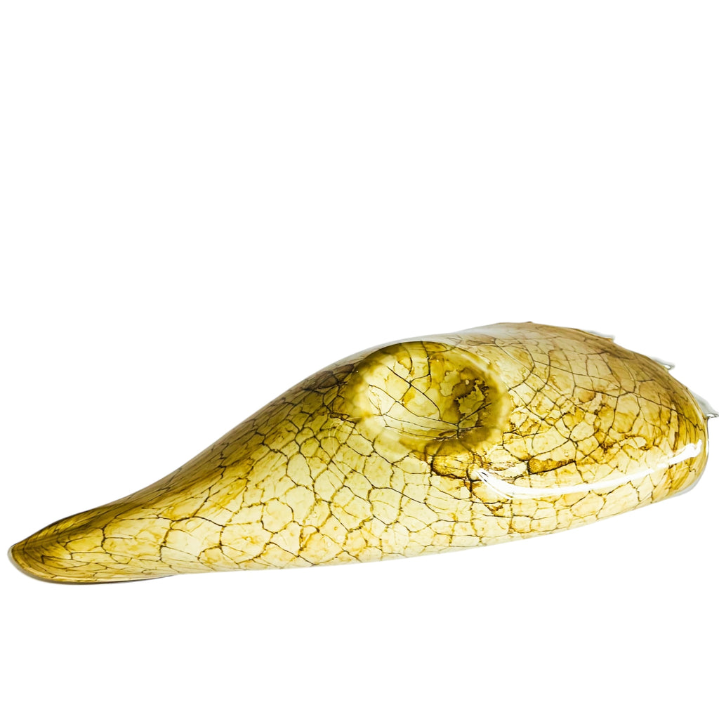 Vintage Hand Blown Art Glass Sea Shell Conch Centerpiece Bowl