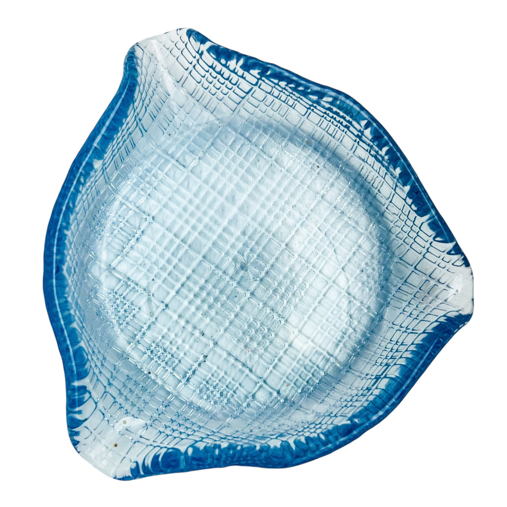 Vintage Textured 3 Point Glass Trinket Dish