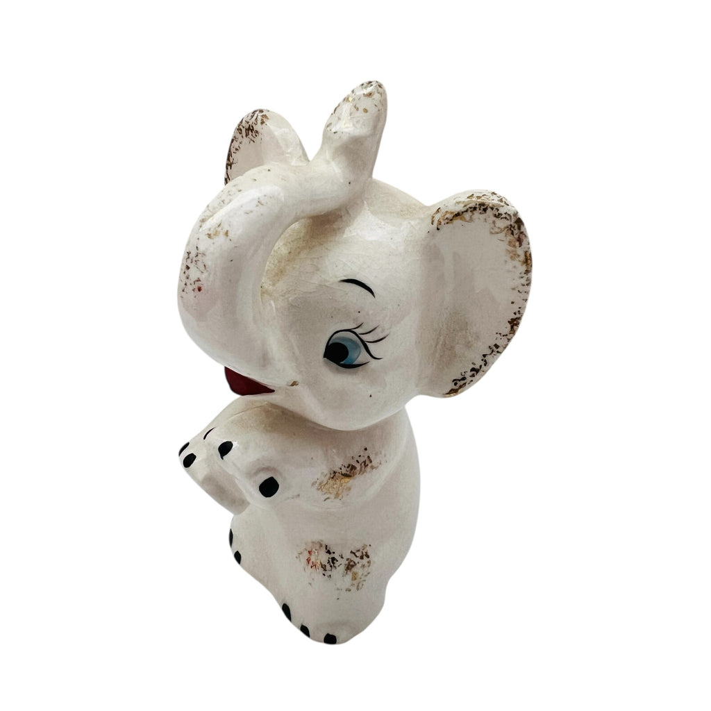 Vintage JAPAN Gold Glitter Blue Eyed Elephant Figurine