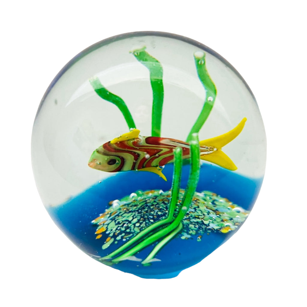 Vintage Art Glass Tropical Fish Underwater Paperweight